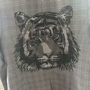 Embellished Tiger/ Crystal Plaid Blazer in Black and Gray Size 6… never worn